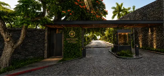 Render del acceso al condominio, caso Tepepan, Tlalpan, Ciudad de México