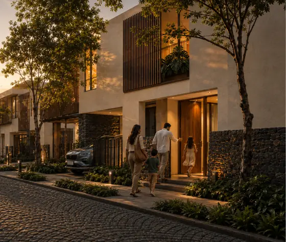 Render de las fachadas, caso Tepepan, Tlalpan, Ciudad de México